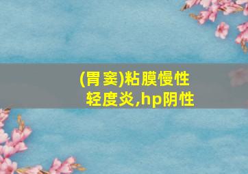 (胃窦)粘膜慢性轻度炎,hp阴性