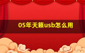 05年天籁usb怎么用