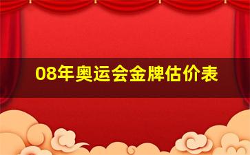 08年奥运会金牌估价表