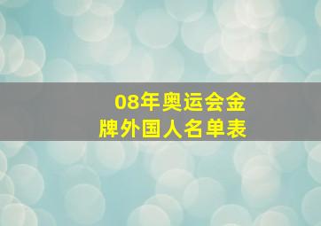 08年奥运会金牌外国人名单表