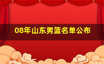 08年山东男篮名单公布