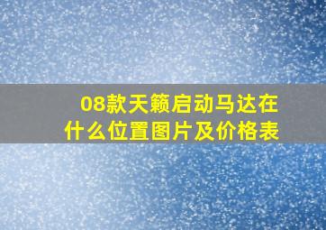 08款天籁启动马达在什么位置图片及价格表