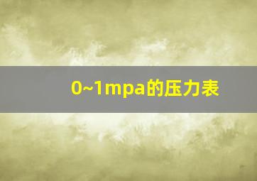 0~1mpa的压力表