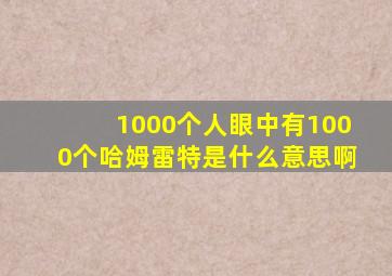 1000个人眼中有1000个哈姆雷特是什么意思啊