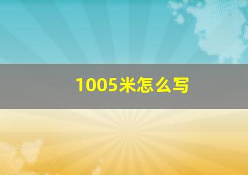 1005米怎么写