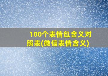 100个表情包含义对照表(微信表情含义)