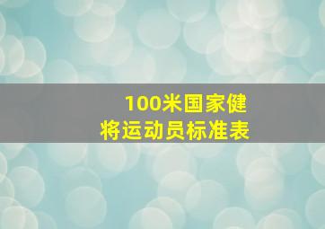 100米国家健将运动员标准表