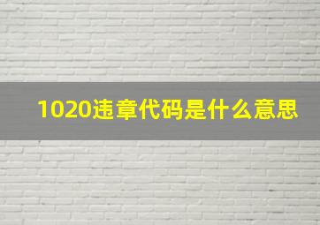 1020违章代码是什么意思