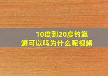 10度到20度钓鲢鳙可以吗为什么呢视频