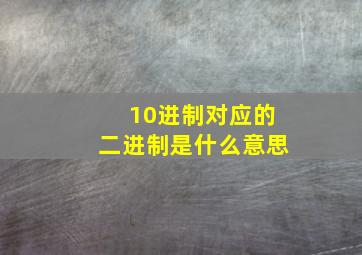 10进制对应的二进制是什么意思