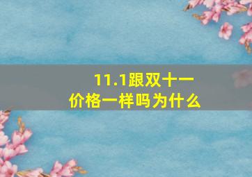 11.1跟双十一价格一样吗为什么