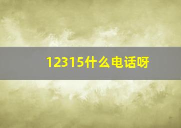 12315什么电话呀