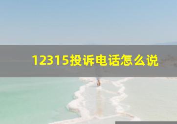 12315投诉电话怎么说