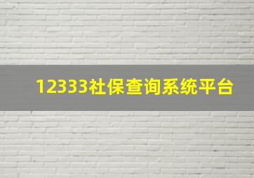 12333社保查询系统平台