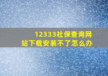 12333社保查询网站下载安装不了怎么办