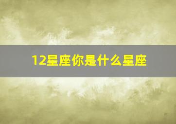 12星座你是什么星座