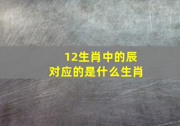 12生肖中的辰对应的是什么生肖