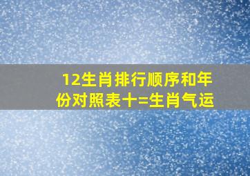 12生肖排行顺序和年份对照表十=生肖气运