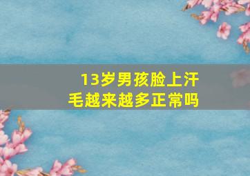 13岁男孩脸上汗毛越来越多正常吗