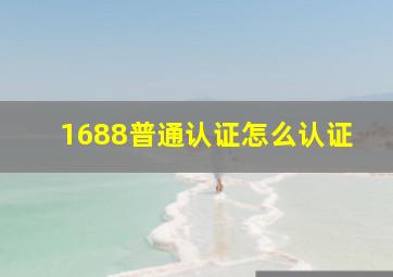 1688普通认证怎么认证