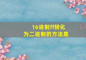 16进制ff转化为二进制的方法是