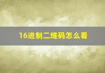 16进制二维码怎么看