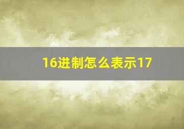 16进制怎么表示17