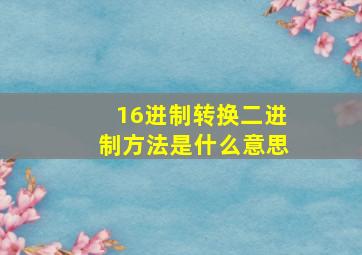 16进制转换二进制方法是什么意思