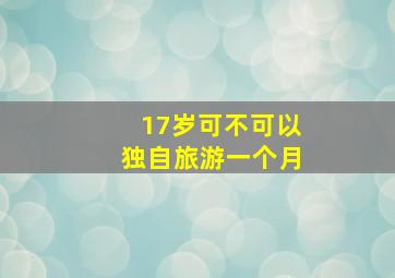 17岁可不可以独自旅游一个月