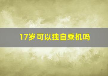 17岁可以独自乘机吗