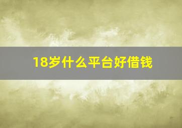 18岁什么平台好借钱