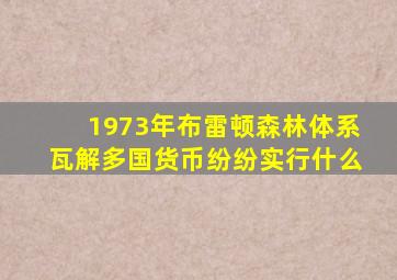 1973年布雷顿森林体系瓦解多国货币纷纷实行什么