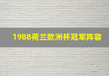 1988荷兰欧洲杯冠军阵容