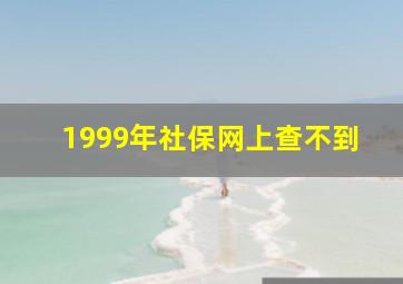 1999年社保网上查不到