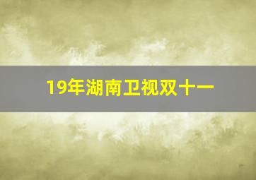 19年湖南卫视双十一