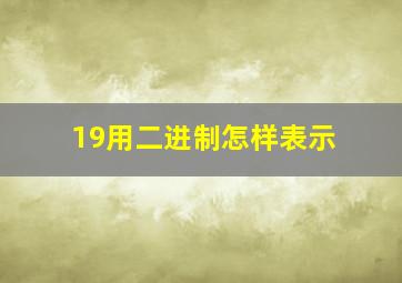 19用二进制怎样表示