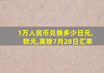 1万人民币兑换多少日元,欧元,英镑7月28日汇率