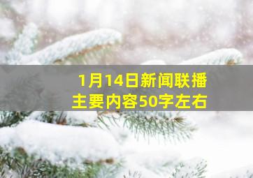 1月14日新闻联播主要内容50字左右