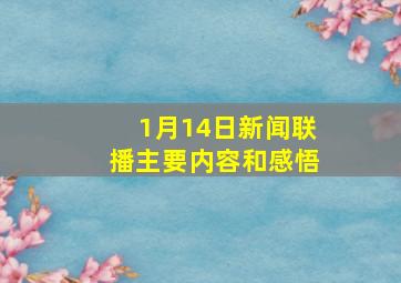 1月14日新闻联播主要内容和感悟