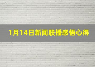 1月14日新闻联播感悟心得