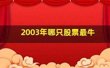 2003年哪只股票最牛