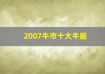 2007牛市十大牛股