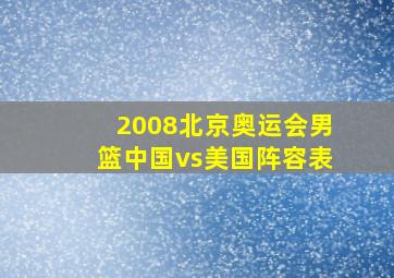 2008北京奥运会男篮中国vs美国阵容表