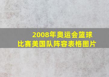 2008年奥运会篮球比赛美国队阵容表格图片