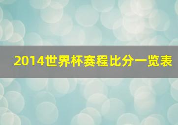 2014世界杯赛程比分一览表