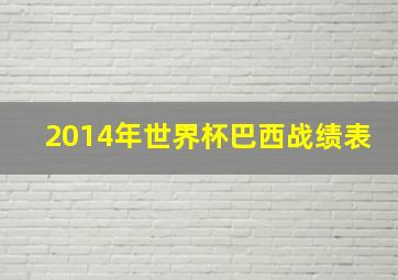 2014年世界杯巴西战绩表