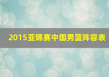 2015亚锦赛中国男篮阵容表