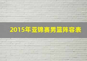 2015年亚锦赛男篮阵容表