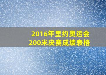 2016年里约奥运会200米决赛成绩表格