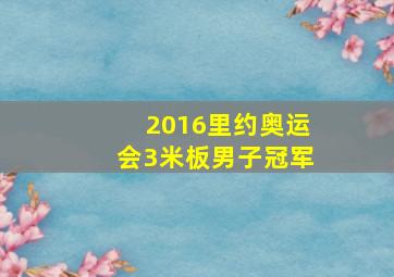 2016里约奥运会3米板男子冠军